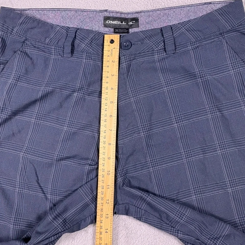 O'Neill Mens Hybrid Walk Shorts Navy Blue Plaid Size 36 Surf Skater Coastal
